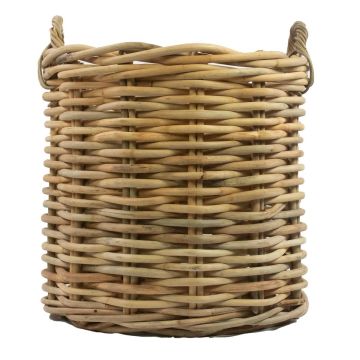 Runder Rattan Korb BENIGNO mit Henkel, braun, 65cm, Ø61cm