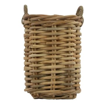Quadratischer Rattan Korb BENIGNO mit Henkel, braun, 30x30x52cm