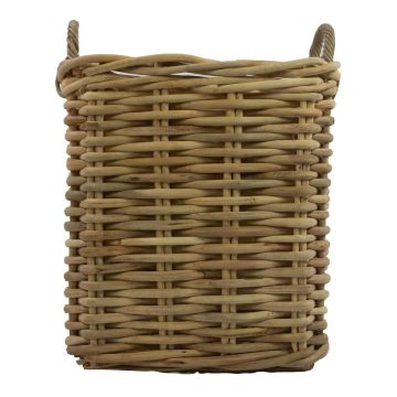 Quadratischer Rattan Korb BENIGNO mit Henkel, braun, 44x44x59cm