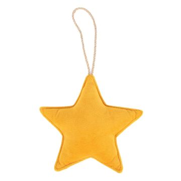 Stern Dekohänger EYRUN aus Samt, Aufhängeseil, gelb, Ø16cm