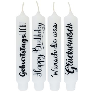 Stabkerze mit Spruch KELANI, Wünsche, 4 Kerzen, 4 Sprüche, bunt, 16,5cm, Ø2,8cm, 6h