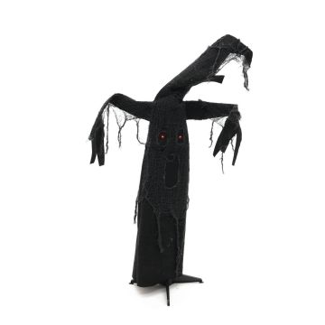 Halloween Dekofigur Baum NOZZY mit schaurigem Lachen / Bewegungsfunktion, schwarz, LEDs, 115cm