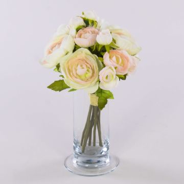 Kunst Ranunkelstrauß TONIE, weiß-rosa, 20cm, Ø20cm