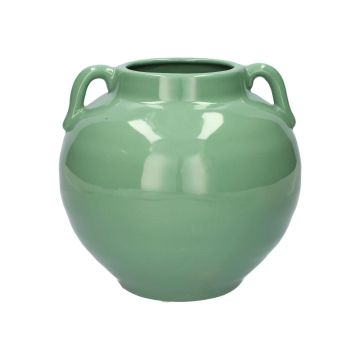 Steingutvase OSIRA mit Henkeln, grün, 17cm, Ø18cm