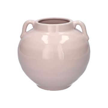 Steingutvase OSIRA mit Henkeln, hellrosa, 17cm, Ø18cm