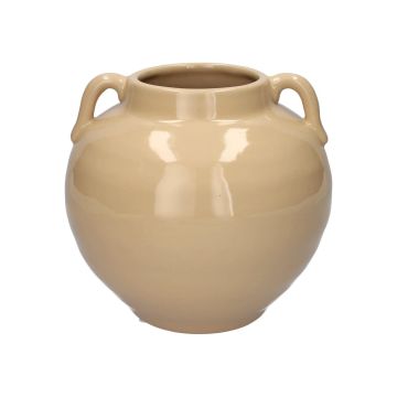 Steingutvase OSIRA mit Henkeln, taupe, 17cm, Ø18cm