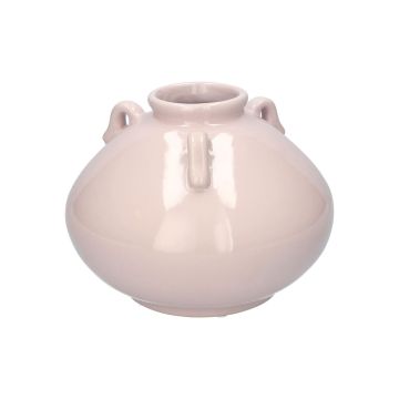 Steingutvase OSIRA mit Henkeln, hellrosa, 14,2cm, Ø18cm