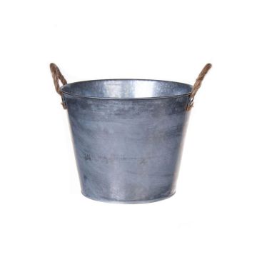 Runder Pflanztopf BIMETO mit Griffen, Zink, silber, 18,5cm, Ø22,5cm