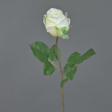Deko Kunstblume Rose POPI, weiß-grün, 55cm, Ø7cm