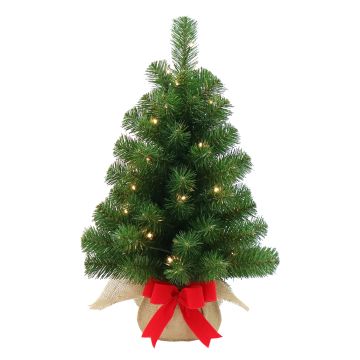 Künstlicher Tannenbaum WARSCHAU, Jutesack natur, LEDs, 60cm, Ø40cm