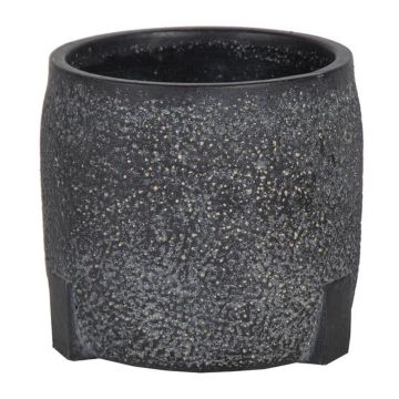 Übertopf EVROS mit Muster, schwarz, 15cm, Ø17cm