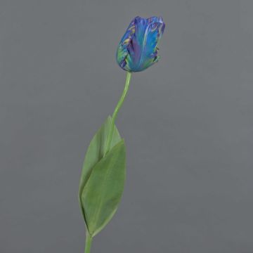 Textilblume Papageientulpe UAKARI, blau-grün-lila, 65cm, Ø6cm
