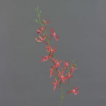 Künstlicher Blumenzweig Cattleya Orchidee TRASSA, rot-orange, 80cm, Ø4-8cm