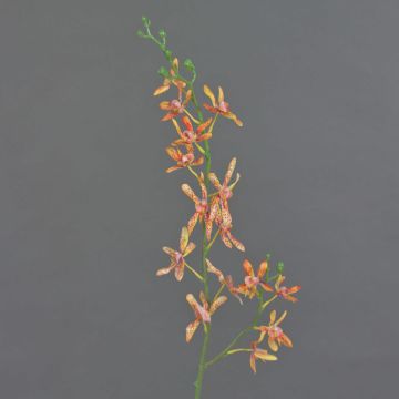 Künstlicher Blumenzweig Cattleya Orchidee TRASSA, orange-gelb-rot, 80cm, Ø4-8cm