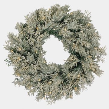 Deko Winterkranz LUND, gefroren, LEDs, grün, Ø60cm