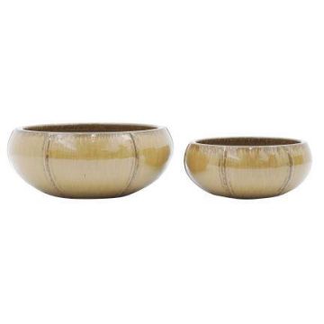 Keramik Blumenschale VARESH, 2 Stück, glasiert, outdoor, honiggold, 14x34cm, 18x44cm Keramik Blumenschale VARESH, 2 Stück, glasiert, outdoor, honiggold, 14x34cm, 18x44cm
