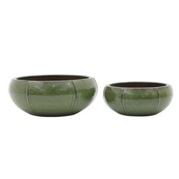 Keramik Blumenschale VARESH, 2 Stück, glasiert, outdoor, dunkelgrün, 14x34cm, 18x44cm Keramik Blumenschale VARESH, 2 Stück, glasiert, outdoor, dunkelgrün, 14x34cm, 18x44cm