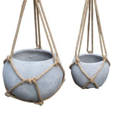 Hängepflanzgefäß SINABEL aus Zement, 2 Stück, outdoor, grau, 11x15cm, 17x24cm Hängepflanzgefäß SINABEL aus Zement, 2 Stück, outdoor, grau, 11x15cm, 17x24cm