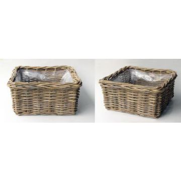 Viereckiger Blumenkorb RULANA aus Rattan, braun, 30x30x15cm