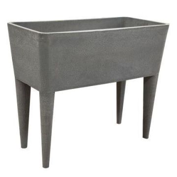 Blumentopf LUAVIA aus Holzbeton, Standfüße, grau, 76x37x65cm Blumentopf LUAVIA aus Holzbeton, Standfüße, grau, 76x37x65cm