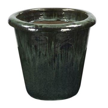 Terrakotta Pflanztopf ELVORN, glasiert, Farbverlauf, jadegrün, 52cm, Ø55cm Terrakotta Pflanztopf ELVORN, glasiert, Farbverlauf, jadegrün, 52cm, Ø55cm
