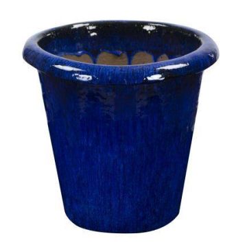 Terrakotta Pflanztopf ELVORN, glasiert, Farbverlauf, blau, 52cm, Ø55cm