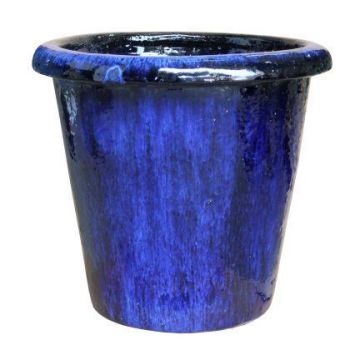 Terrakotta Pflanztopf ELVORN, glasiert, Farbverlauf, blau, 38cm, Ø41cm