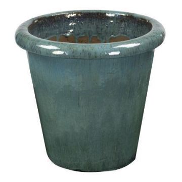 Terrakotta Pflanztopf ELVORN, glasiert, Farbverlauf, hellblau, 38cm, Ø41cm