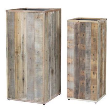 Quadratischer Blumenkasten BUNJER aus Holz, 2 Stück, natürliche Maserung, outdoor, braun, 30x80cm, 40x90cm Quadratischer Blumenkasten BUNJER aus Holz, 2 Stück, natürliche Maserung, outdoor, braun, 30x80cm, 40x90cm