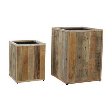Quadratischer Blumenkasten BUNJER aus Holz, 2 Stück, natürliche Maserung, outdoor, braun, 30x40cm, 40x55cm Quadratischer Blumenkasten BUNJER aus Holz, 2 Stück, natürliche Maserung, outdoor, braun, 30x40cm, 40x55cm