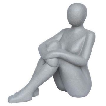 Gartenfigur Frau VUNKY aus Polystone, grau, 53x27,5x56,5cm Gartenfigur Frau VUNKY aus Polystone, grau, 53x27,5x56,5cm