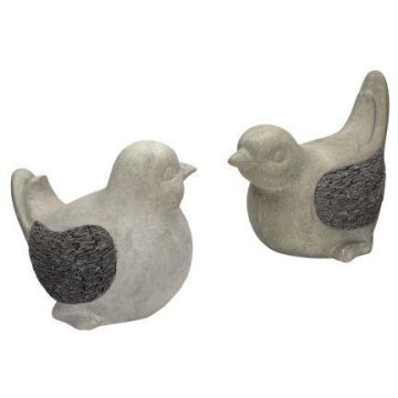 Gartenfigur Vogel LARINNA aus Keramik, outdoor, 2 Stück, grau, 35x24x29cm, 39x24x33cm Gartenfigur Vogel LARINNA aus Keramik, outdoor, 2 Stück, grau, 35x24x29cm, 39x24x33cm