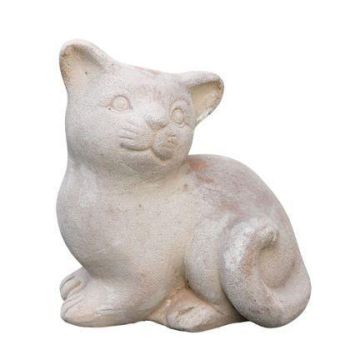 Tierfigur Katze SERIVA aus Terrakotta, sitzend, handmade, patiniert, beige, 16x12x18cm Tierfigur Katze SERIVA aus Terrakotta, sitzend, handmade, patiniert, beige, 16x12x18cm