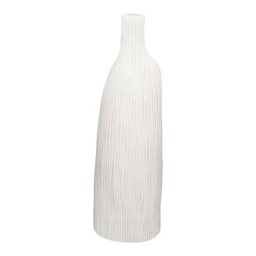Dekoflasche PHILLIPA aus Terrakotta, mit Maserung, weiß, 20x13x63,4cm