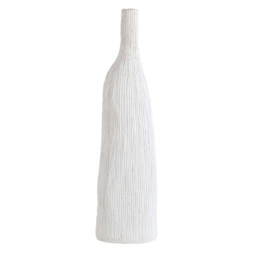 Dekoflasche PHILLIPA aus Terrakotta, mit Maserung, weiß, 21,3x14x78,5cm Dekoflasche PHILLIPA aus Terrakotta, mit Maserung, weiß, 21,3x14x78,5cm