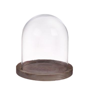 Glashaube SVETLANA mit Holzboden, klar, 25cm, Ø17cm