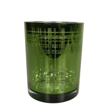 Teelicht Glas Kerzenhalter CHRISTIANO mit Karomuster, grün-matt-silber-glänzend, 12,5cm, Ø10cm Teelicht Glas Kerzenhalter CHRISTIANO mit Karomuster, grün-matt-silber-glänzend, 12,5cm, Ø10cm