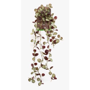 Kunst Hängepflanze Steinbrech SAELFES auf Steckstab, grün-burgunderrot, 85cm