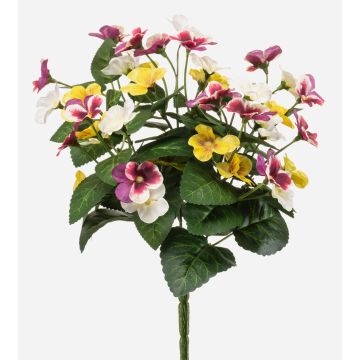 Kunstblume Stiefmütterchen NORHA auf Steckstab, weiß-lila-gelb, 30cm