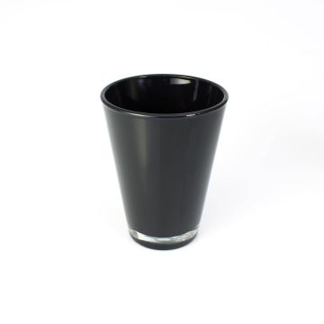 Konische Blumenvase ANNA EARTH aus Glas, schwarz, 15cm, Ø11cm