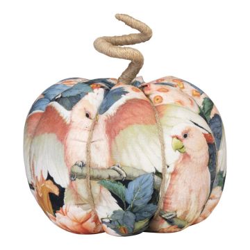 Deko Kürbis AKUNA aus Baumwolle, handmade, Kakadu Motiv, bunt, Ø18cm