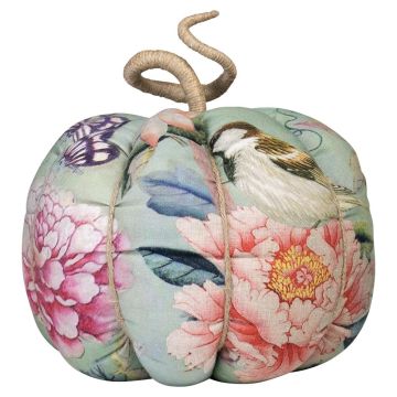Deko Kürbis AKUNA aus Baumwolle, handmade, Schmetterling Vogel Motiv, bunt, Ø23cm