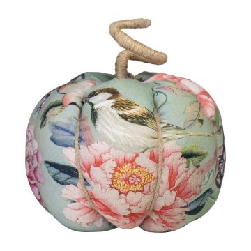 Deko Kürbis AKUNA aus Baumwolle, handmade, Schmetterling Vogel Motiv, bunt, Ø18cm