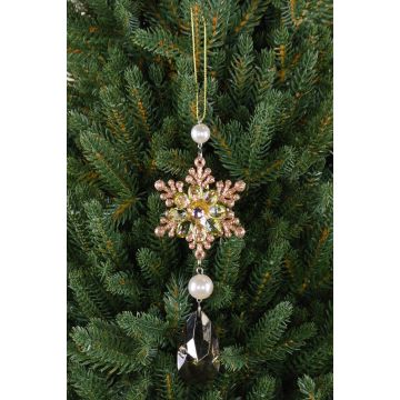 Acryl Hänger Eisblume ZERA, Tropfen, Glitzer, grün-gold, 16cm, Ø6cm Acryl Hänger Eisblume ZERA, Tropfen, Glitzer, grün-gold, 16cm, Ø6cm