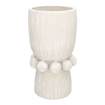 Betonvase MAKSYMILIAN, geschmückt, weiß, 36,5cm, Ø18,5cm