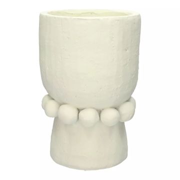Betonvase MAKSYMILIAN, geschmückt, weiß, 28,6cm, Ø18cm
