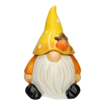 Keramik Deko Wichtel Vorratsgefäß FREDRICK mit Deckel, gelb-orange, 11,1x9,9x17,7cm Keramik Deko Wichtel Vorratsgefäß FREDRICK mit Deckel, gelb-orange, 11,1x9,9x17,7cm