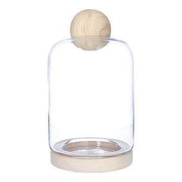 Terrarium Glas Vase BENEDICTO mit Holzuntersetzer, Kugel-Deckel, klar, 30cm, Ø17cm Terrarium Glas Vase BENEDICTO mit Holzuntersetzer, Kugel-Deckel, klar, 30cm, Ø17cm