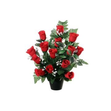 Künstliches Blumengesteck Rose, Schleierkraut YECTA, Dekotopf, rot, 36cm, Ø28cm Künstliches Blumengesteck Rose, Schleierkraut YECTA, Dekotopf, rot, 36cm, Ø28cm