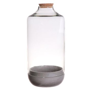 Glas Pflanzen Terrarium ALEXANDAR mit Zementuntersetzer, Korkdeckel, klar, 35cm, Ø17cm Glas Pflanzen Terrarium ALEXANDAR mit Zementuntersetzer, Korkdeckel, klar, 35cm, Ø17cm